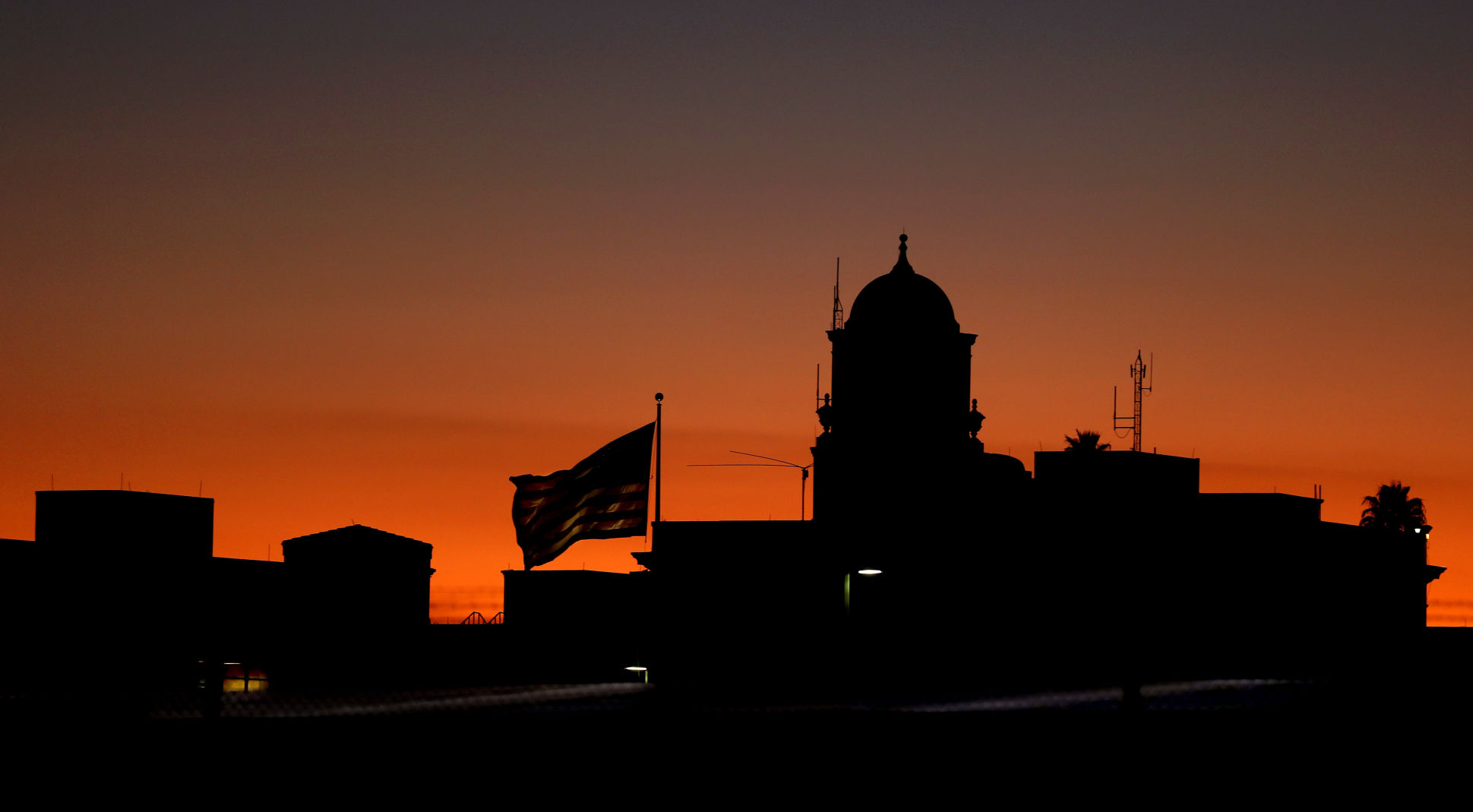 Sunset behind the Southern Arizona Veterans Affairs Health Care System